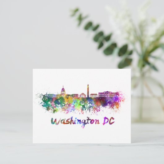 Washington DC skyline in watercolor Briefkaart (Staand voorkant)