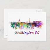 Washington DC skyline in watercolor Briefkaart (Voorkant / Achterkant)