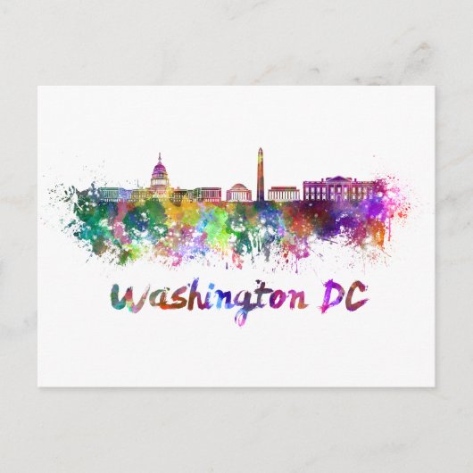 Washington DC skyline in watercolor Briefkaart (Voorkant)