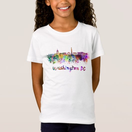 Washington DC skyline in watercolor T-shirt (Voorkant)