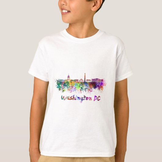 Washington DC skyline in watercolor T-shirt (Voorkant)