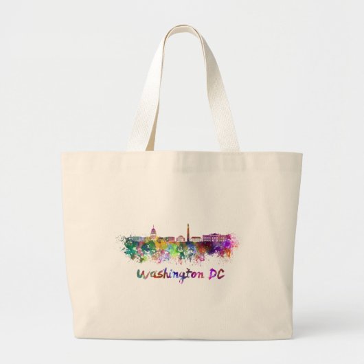 Washington DC-skyline in waterverf Grote Tote Bag (Voorkant)