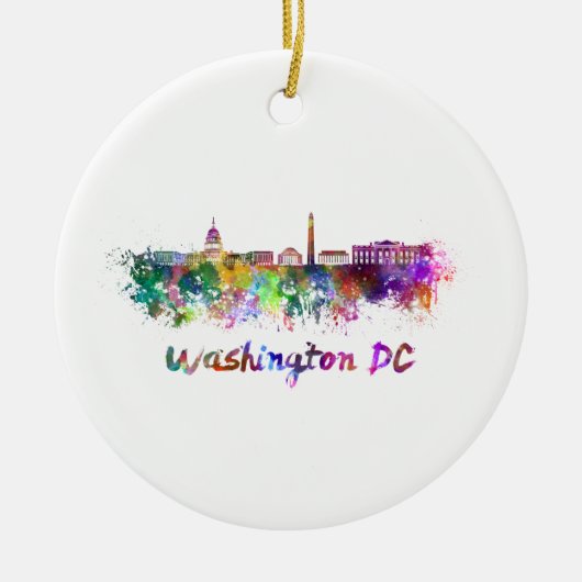 Washington DC-skyline in waterverf Keramisch Ornament (Voorkant)