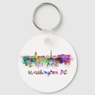 Washington DC-skyline in waterverf Sleutelhanger