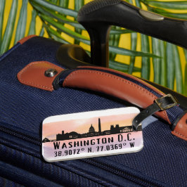 Washington DC Skyline Latitude en Lengtegraad Bagagelabel
