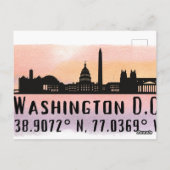 Washington DC Skyline Latitude en Lengtegraad Briefkaart (Achterkant)