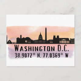 Washington DC Skyline Latitude en Lengtegraad Briefkaart