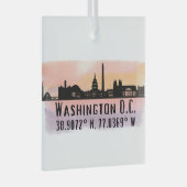 Washington DC Skyline Latitude en Lengtegraad Glas Ornament (Voorkant Rechts)