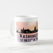 Washington DC Skyline Latitude en Lengtegraad Koffiemok (Voorkant links)