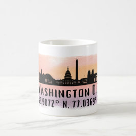 Washington DC Skyline Latitude en Lengtegraad Koffiemok
