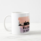 Washington DC Skyline Latitude en Lengtegraad Koffiemok (Links)