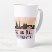 Washington DC Skyline Latitude en Lengtegraad Latte Mok (Rechterhoek)