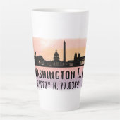 Washington DC Skyline Latitude en Lengtegraad Latte Mok (Voorkant)