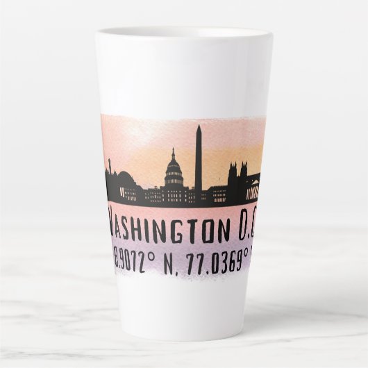Washington DC Skyline Latitude en Lengtegraad Latte Mok (Voorkant)