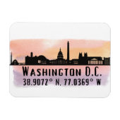 Washington DC Skyline Latitude en Lengtegraad Magneet (Horizontaal)