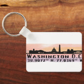 Washington DC Skyline Latitude en Lengtegraad Sleutelhanger (Achterkant)
