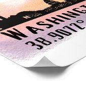 Washington DC Skyline Latitude en Longitude Print (Hoek)