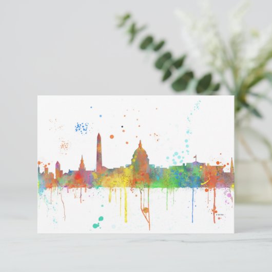 WASHINGTON DC SKYLINE MCLR - Uitnodigings-/reactie Kaart (Staand voorkant)