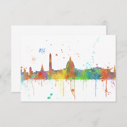 WASHINGTON DC SKYLINE MCLR - Uitnodigings-/reactie Kaart (Voorkant / Achterkant)