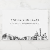 Washington DC Skyline Mini Sparkling Wijnetiket (Enkel label)