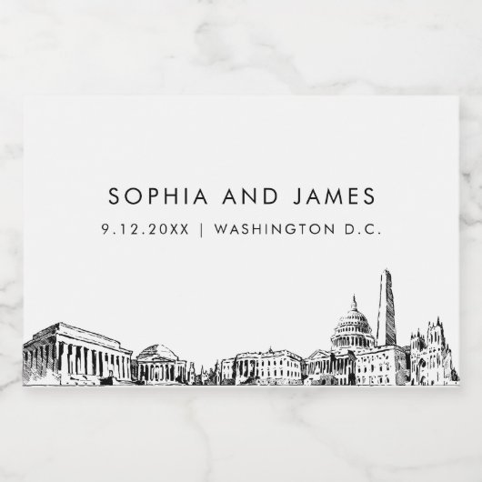 Washington DC Skyline Mini Sparkling Wijnetiket (Enkel label)