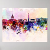 Washington DC skyline op waterverf achtergrond Poster (Voorkant)