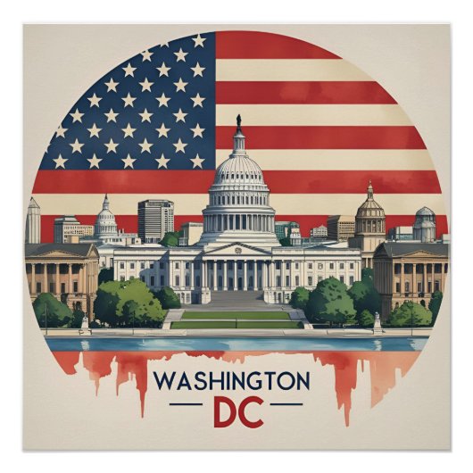 Washington DC Skyline Perfect Poster (Voorkant)