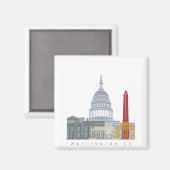Washington DC skyline poster Magneet (Voorkant / Achterkant)