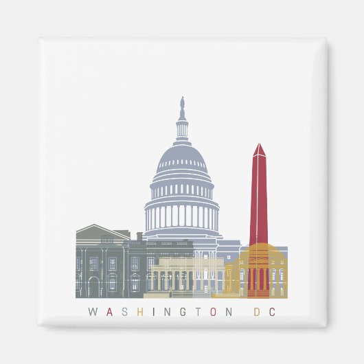 Washington DC skyline poster Magneet (Voorkant)
