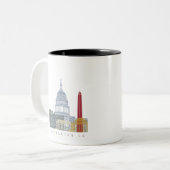 Washington DC skyline poster Tweekleurige Koffiemok (Voorkant links)