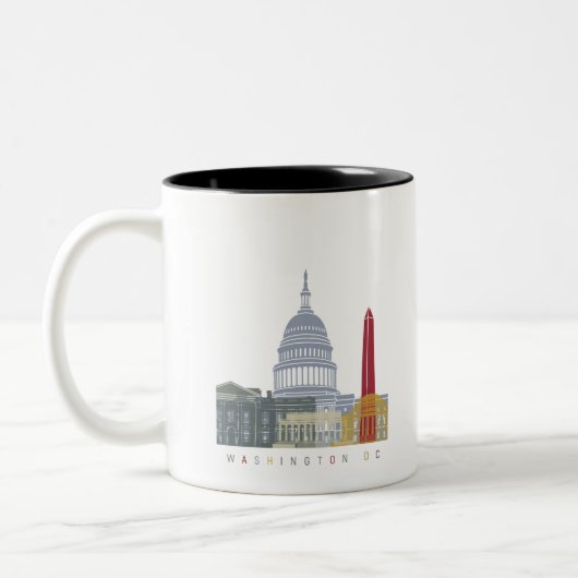 Washington DC skyline poster Tweekleurige Koffiemok (Links)