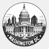 Washington DC Skyline Ronde Sticker (Voorkant)