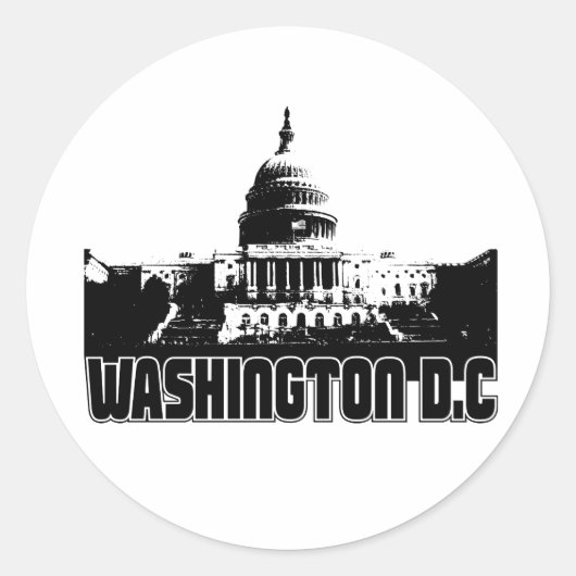 Washington DC Skyline Ronde Sticker (Voorkant)