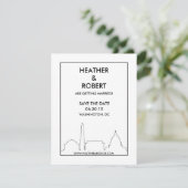 Washington DC Skyline Save the Date (zwart) (Staand voorkant)
