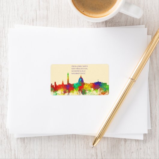WASHINGTON DC SKYLINE - SG - ADRESETIKETTEN ETIKET (Insitu)