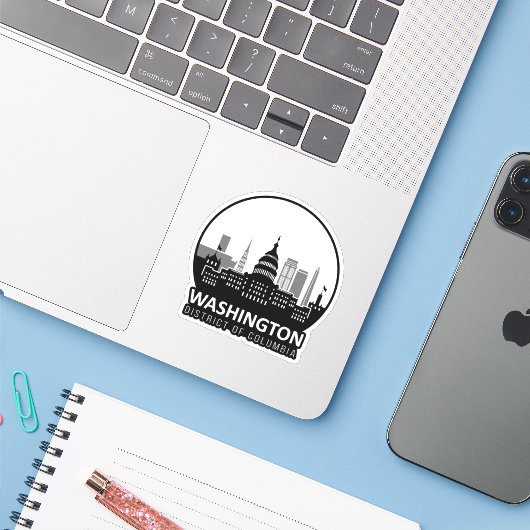 Washington DC Skyline Sticker (Laptop met iPhone)