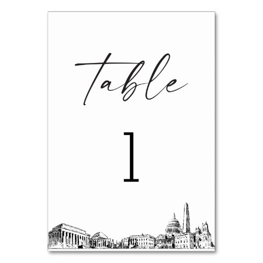 Washington DC skyline tafelnummer 3.5x5 Kaart (Achterkant)