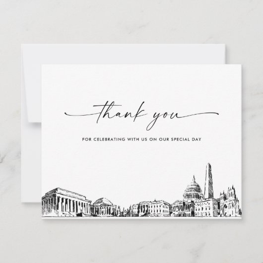 Washington DC Skyline trouwfoto dank u kaart (Voorkant)