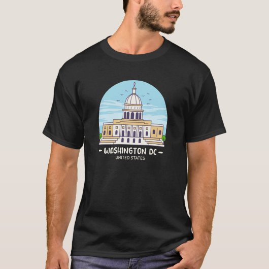 Washington DC Skyline USA City Landmark US Capitol T-shirt (Voorkant)