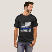 Washington DC Skyline verontruste Amerikaanse vlag T-shirt (Voorkant volledig)