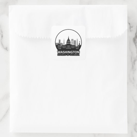 Washington DC Skyline Vierkante Sticker (Tas)