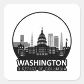 Washington DC Skyline Vierkante Sticker (Voorkant)