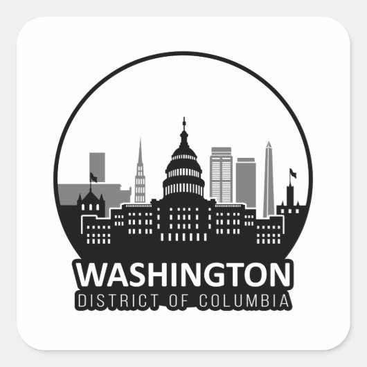 Washington DC Skyline Vierkante Sticker (Voorkant)