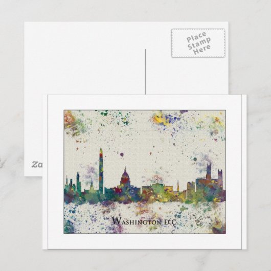 WASHINGTON DC skyline, Washington DC Print Briefkaart (Voorkant / Achterkant)