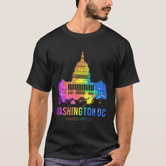 Washington DC Skyline Waterverf Souvenirs Cadeaus  T-shirt (Voorkant)