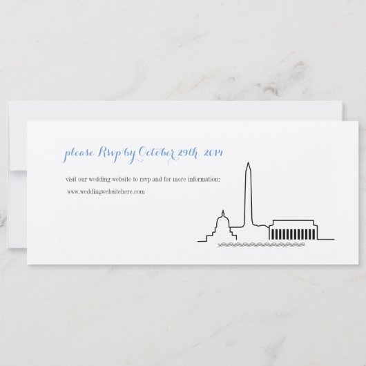 Washington DC Skyline Wedding Uitnodiging (Achterkant)