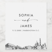 Washington DC Skyline Wijn Etiket (Enkel label)