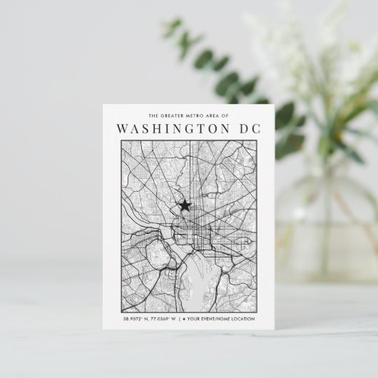 Washington, DC. Stadskaart + locatiemarkering Briefkaart (Staand voorkant)