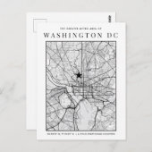 Washington, DC. Stadskaart + locatiemarkering Briefkaart (Voorkant / Achterkant)