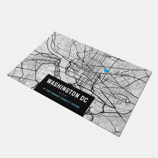 Washington, DC. Stadskaart + Markeer uw locatie Deurmat (Schuin)
